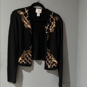 SML Sport Black Knit Top with Red Logo Accent